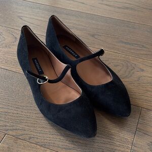 Margaux Black Suede Mary Jane Flats